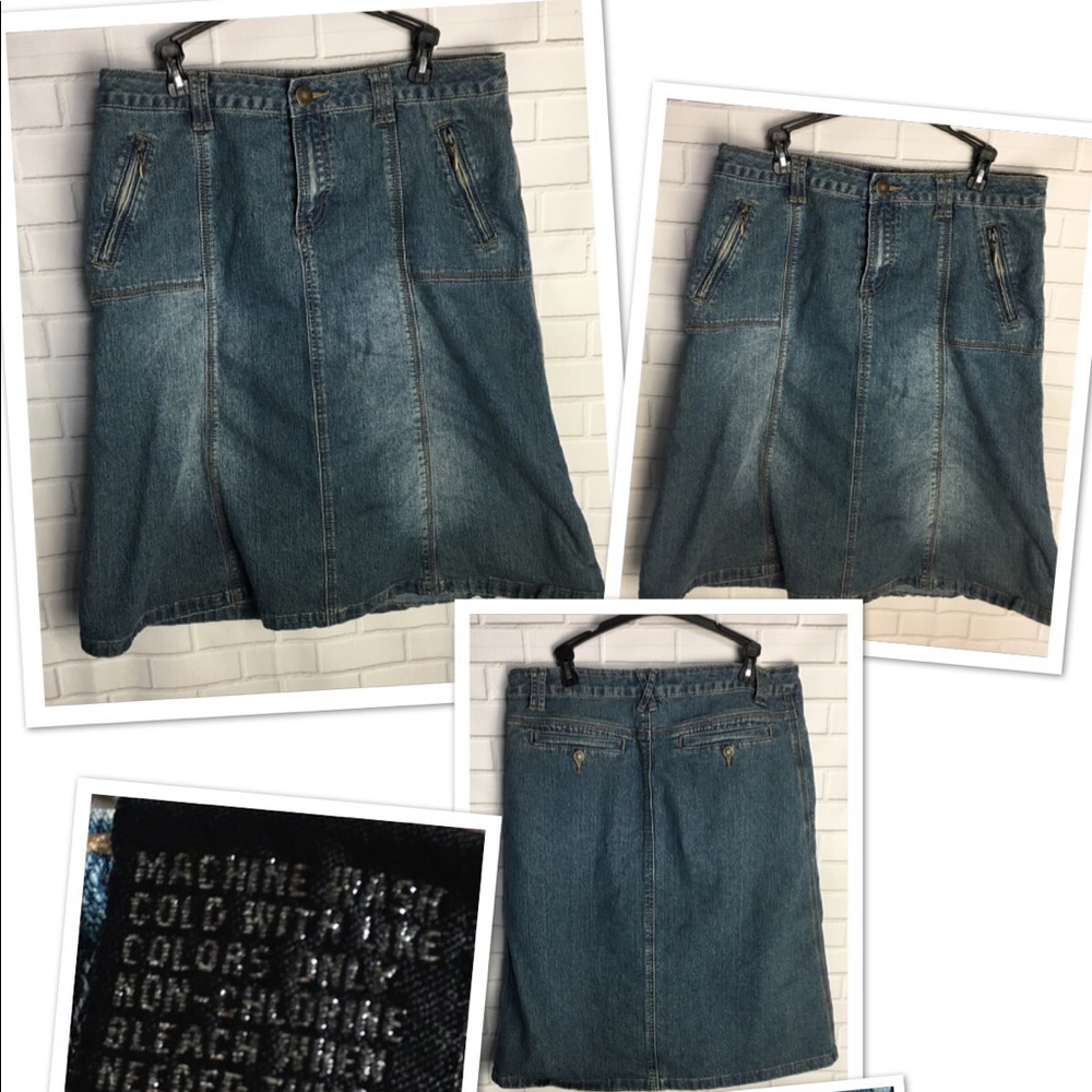 Women’s Blue Denim Skirt Cotton Blend Size 12